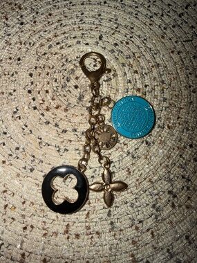 Trunks & bags Gold Tone Charm Keychain with Black and Turquoise Accents